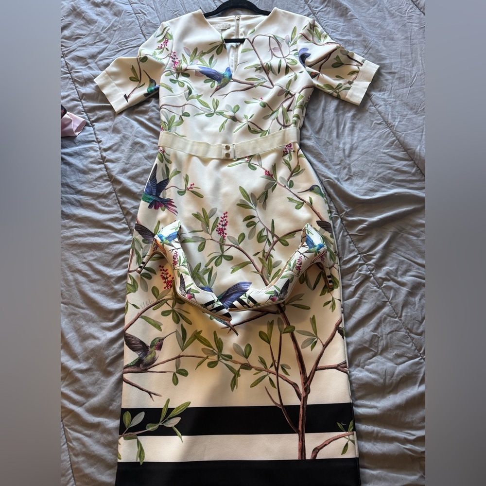 Ted Baker Nature-Inspired Long Sleeve Dress